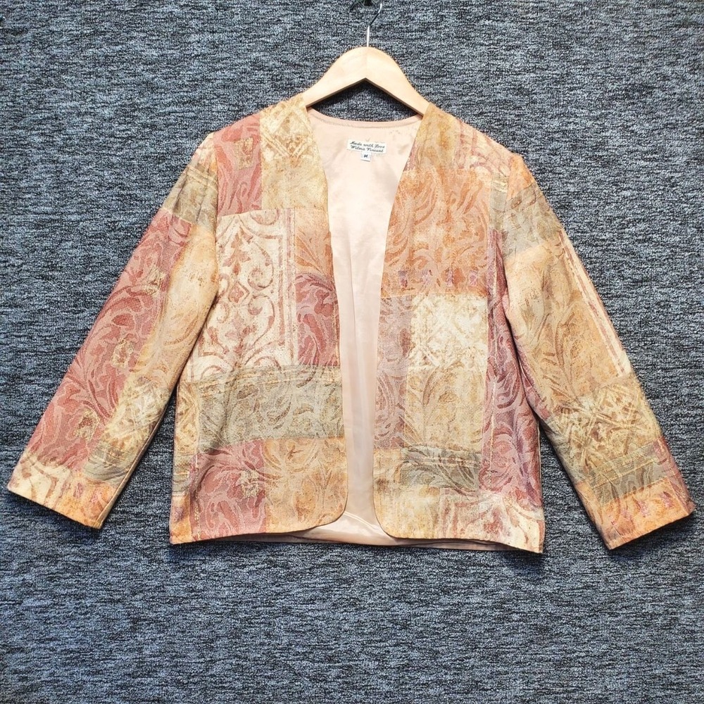 Wilma Vincent Vintage Patchwork Brocade Jacket Womens Medium M Open Front Blazer